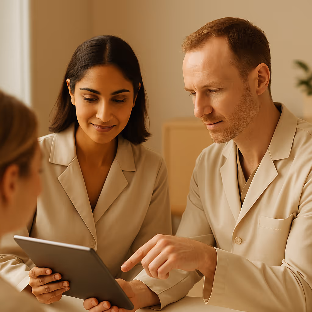 Médecin et patiente en discussion lors d’une consultation CARE MD